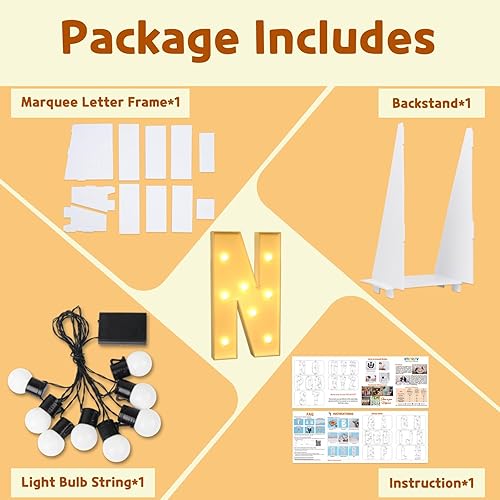Miniatura 3 de imprsv Letras de marquesina de 3 pies, letras iluminadas de marquesina de mosaico para cumpleaños, baby shower, boda, compromiso, fiesta, decoración