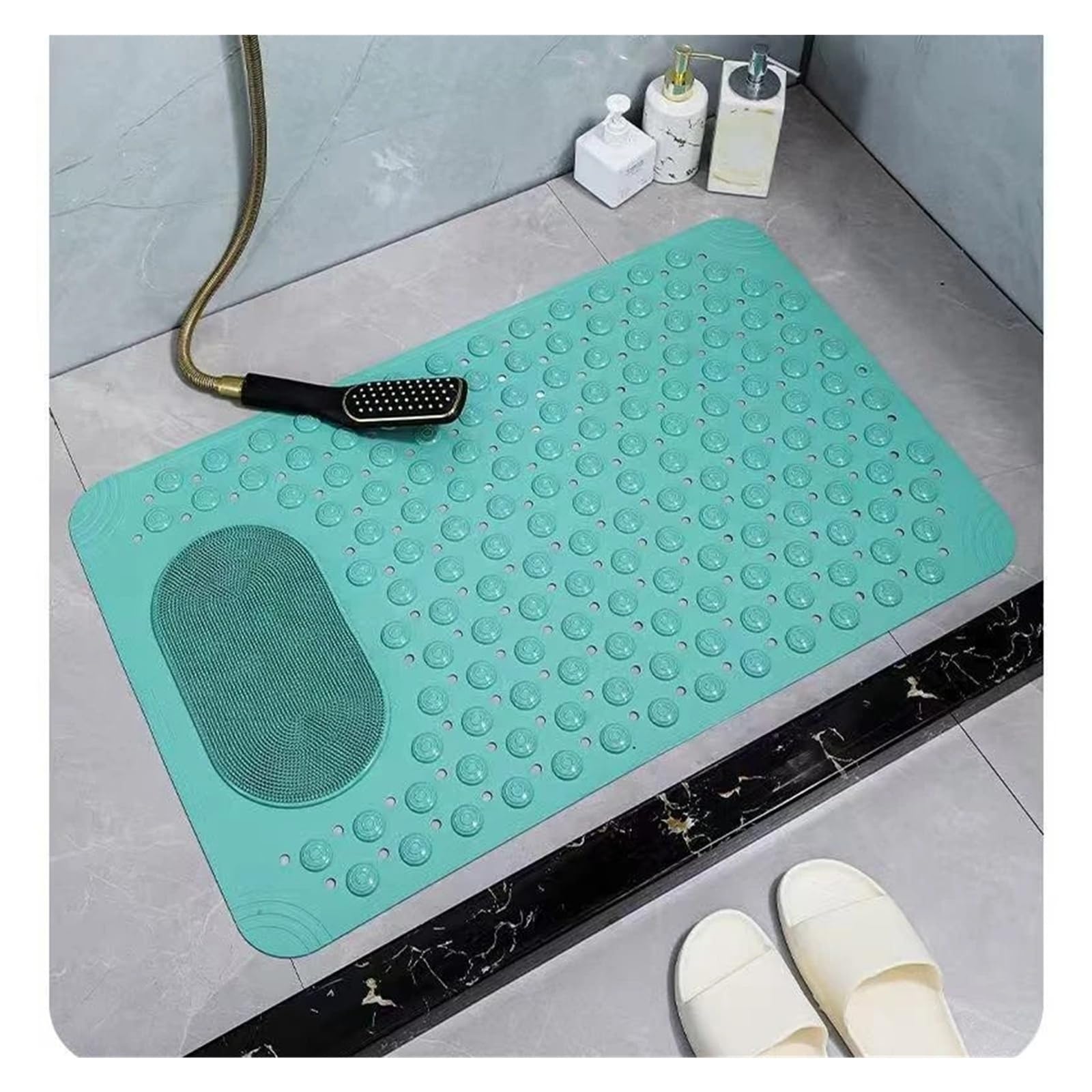 Tappeto Antiscivolo Vasca Tappetino da bagno antiscivolo massaggiante 38x69 cm azzurro(Color 1)