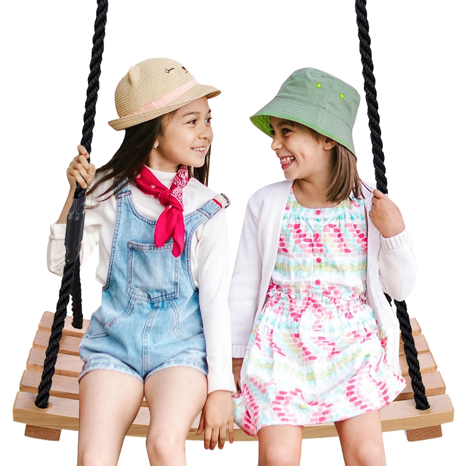 Kugooyi Swing Outdoor - Wooden Swing Seat Adults Children Garden Playground Swing with Adjustable Rope for Indoor Outdoor (60 * 25cm)