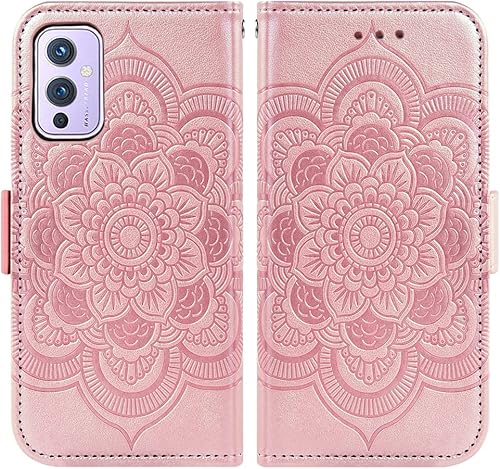 Miniatura 6 de Funda compatible con OnePlus 9 OnePlus9 5G y protector de pantalla de vidrio templado, funda abatible para tarjetas de crédito, fundas para teléfono