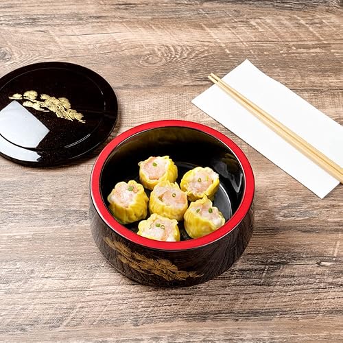 Miniatura 8 de Bento Tek - Caja Bento redonda de 25 onzas estilo japonés color negro 6 12 x 6 12 x 3 14 pulgadas 1 caja