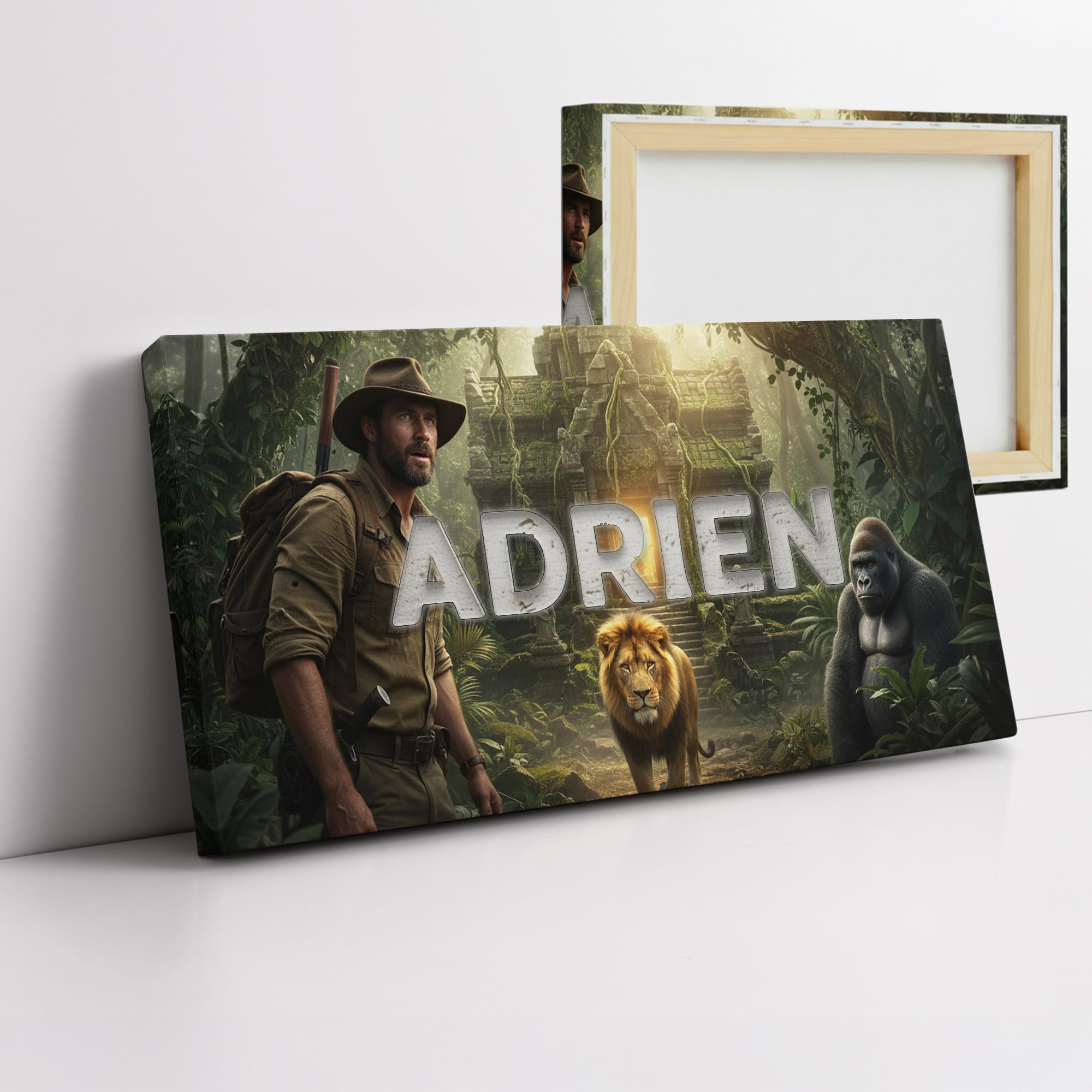 Tableau jungle safari animaux sauvages personnalisé prénom - Cadeau enfant