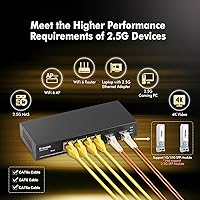 Vista 8 de MokerLink Switch Gestionado de 4 Puertos 2.5G con 2 Puertos Ranura SFP+ 10G, 4 x Puertos Base-T de 2.5Gigabit Compatible con 10/100/1000Mbps, Switch