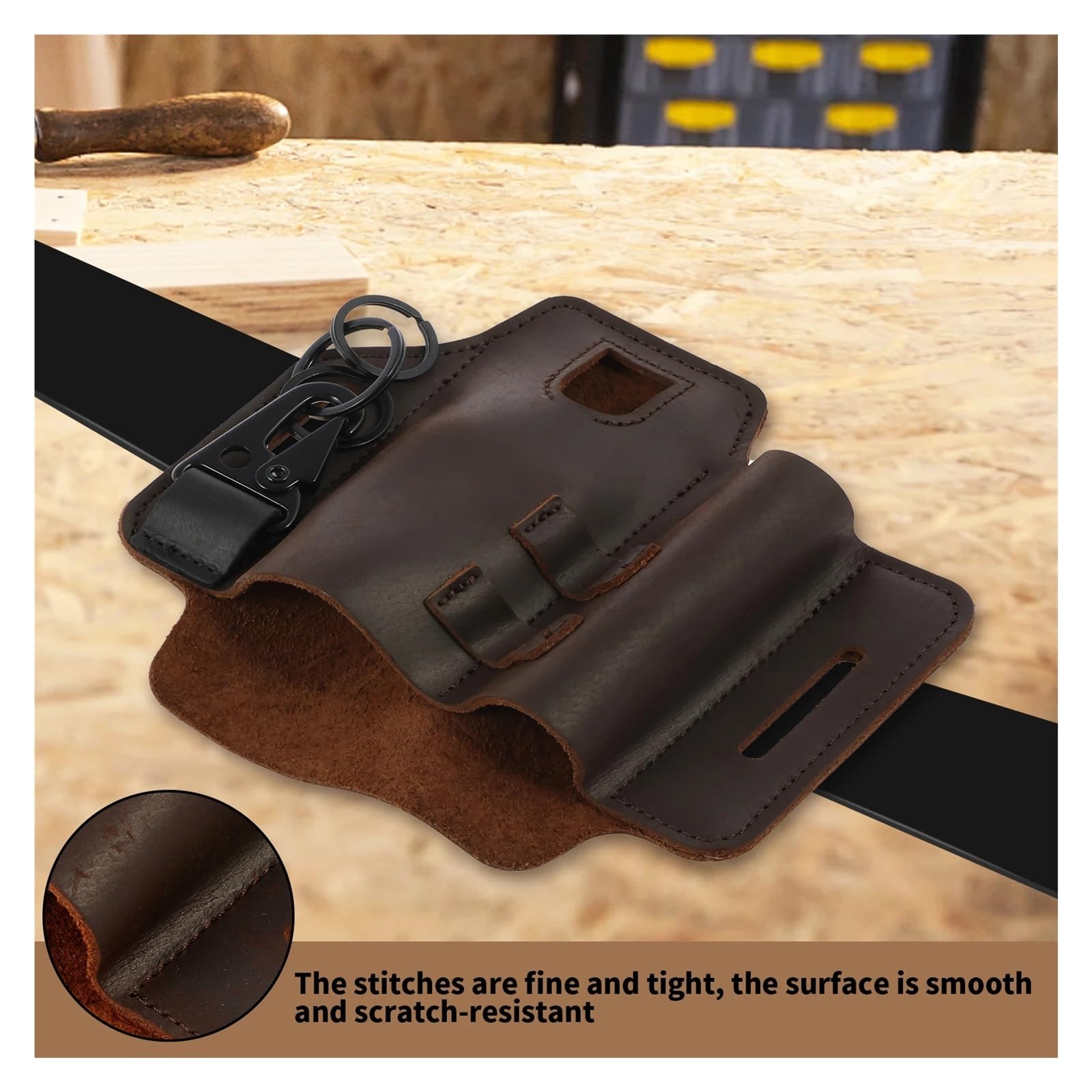 Secateur Holster Guaina multiuso for cintura Organizer tascabile in pelle con fondina for torcia, penna e chiavi for uso quotidiano all'aperto della