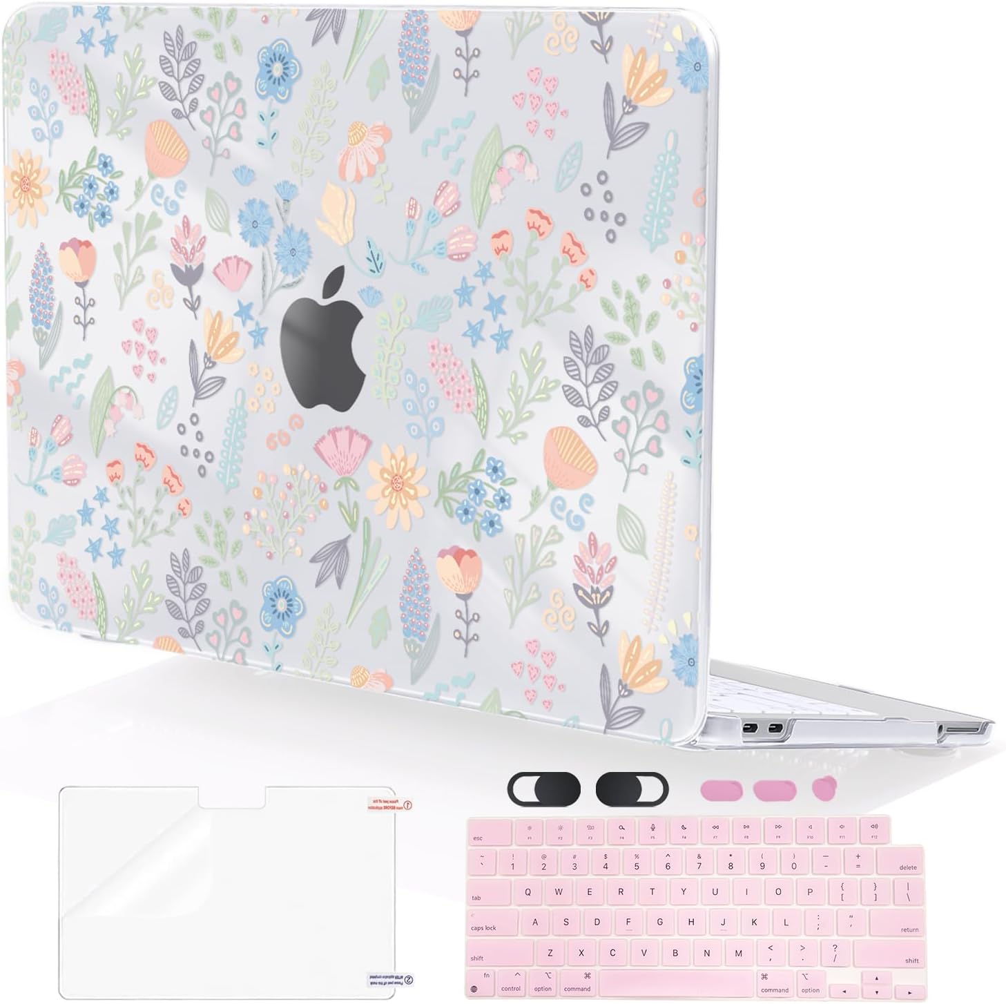 Compatible with MacBook Neo 13 inch Case 2026 (Model A3404), Printed Pattern Hard Shell Laptop Case with Keyboard Cover & Screen Film, Slim Plastic Protective Cover, Starry Sky Flowers