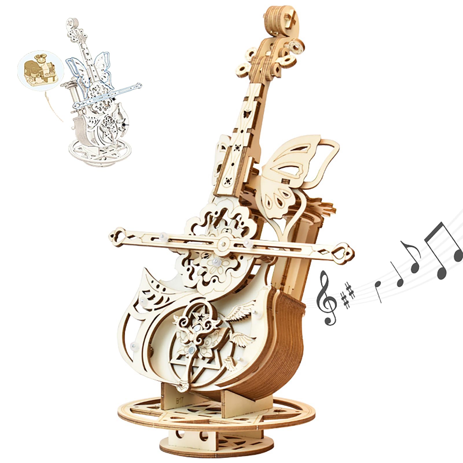 ウサギのフィギュア付き木製オルゴール ウサギのフィギュア付き木製オルゴール うさぎオルゴールドール