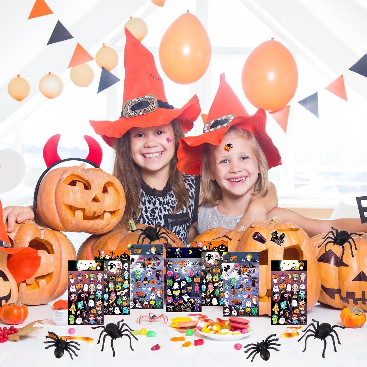 XINDY 3D Halloween Stickers for Kids 8 Sheets - Image 3