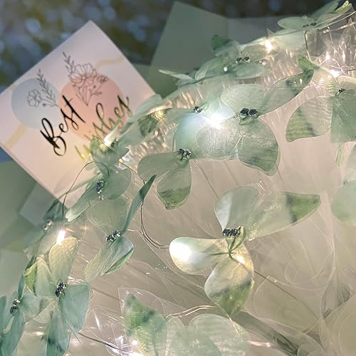 Miniatura 8 de Aiouclay Ramo de flores, 33 piezas de ramo de flores, ramo de flores artificiales con luces, ramo de mariposas de bricolaje, kit de manualidades,