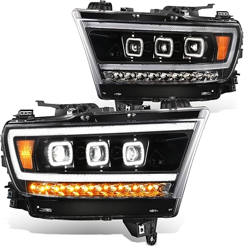 Miniatura 8 de DNA MOTORING HL-HAY-019-BK - Faros delanteros LED secuenciales de señal de giro de medio anillo compatibles con Dodge Ram 09-18 1500 10-18 2500 3500