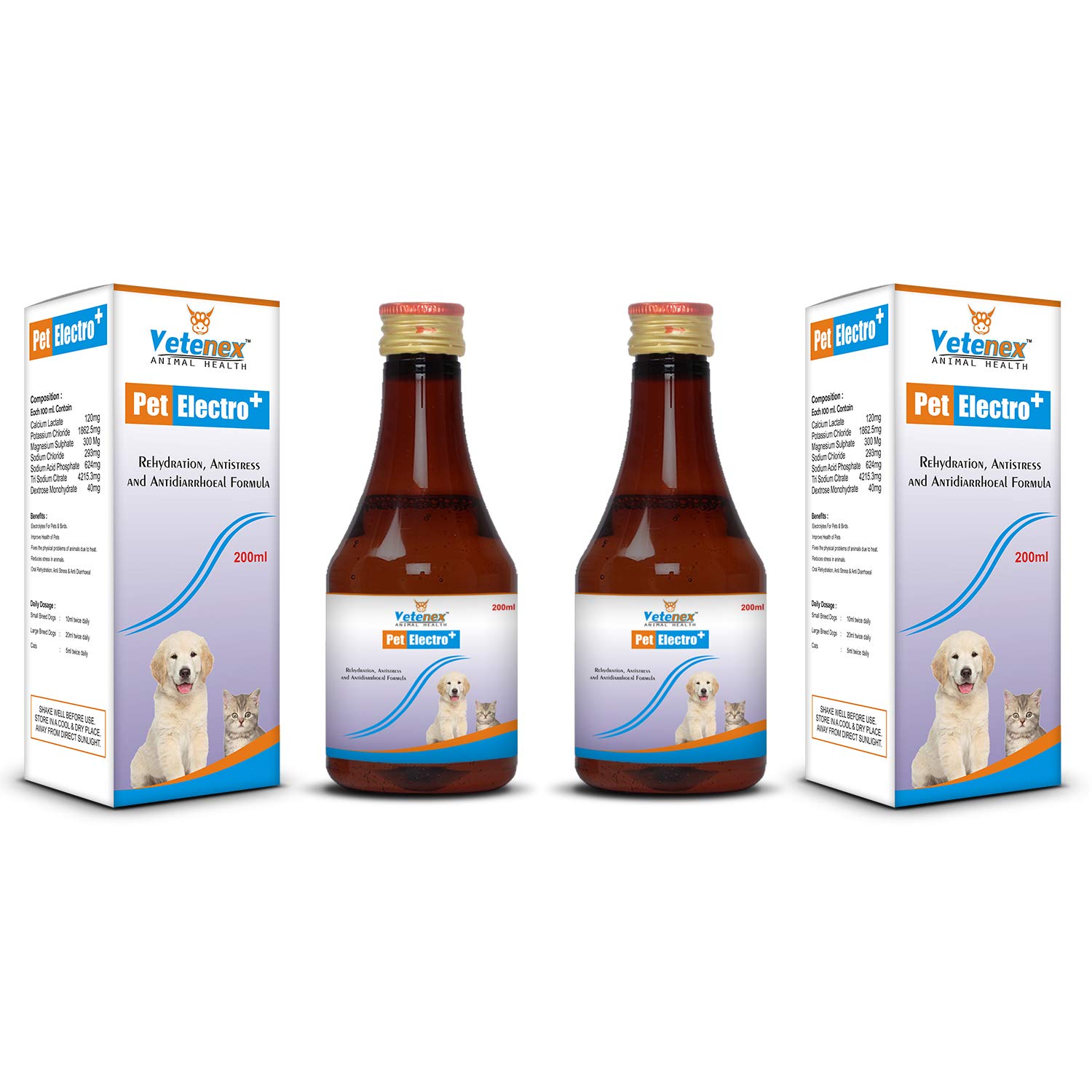 VETENEX Pet Electro Plus - Instant Energy Electrolyte Liquid Supplement for Dogs, Puppy, Cats (200ml x 2) Combo - Pack of 2 (B08PZB6YL3) Amazon Price History, Amazon Price Tracker