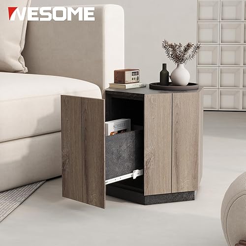 Miniatura 6 de Mesas de centro hexagonales con cajón para sala de estar, mesa central gris cálido y negro, muebles de apartamento