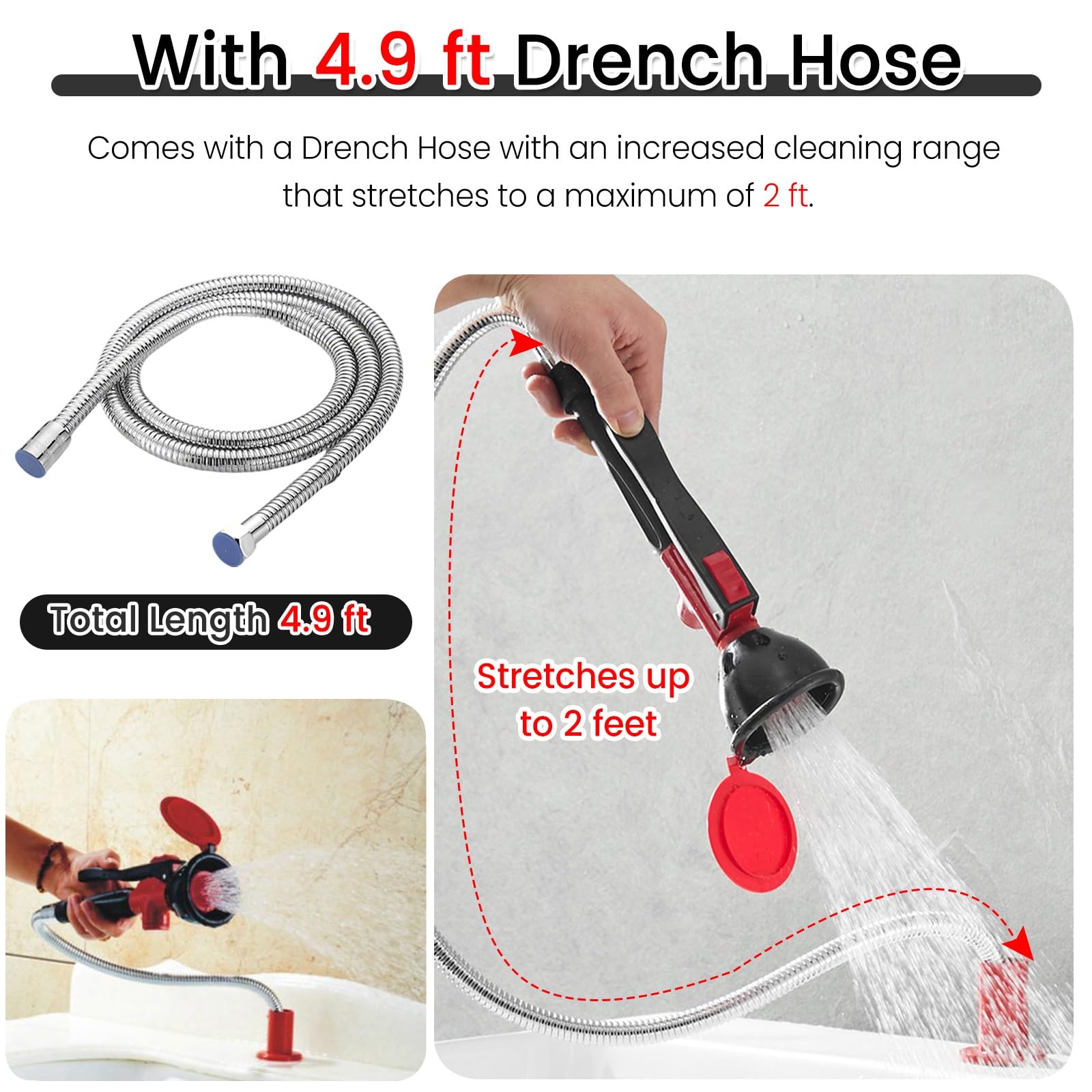 Hand-Augenwaschstation, tragbare Trench-Schlauch-Einheit, Sprüh-Augenspülung für Labor, Industrie, Gegenmontage und Wandmontage, Augenspülstation mit staubdichter Abdeckung