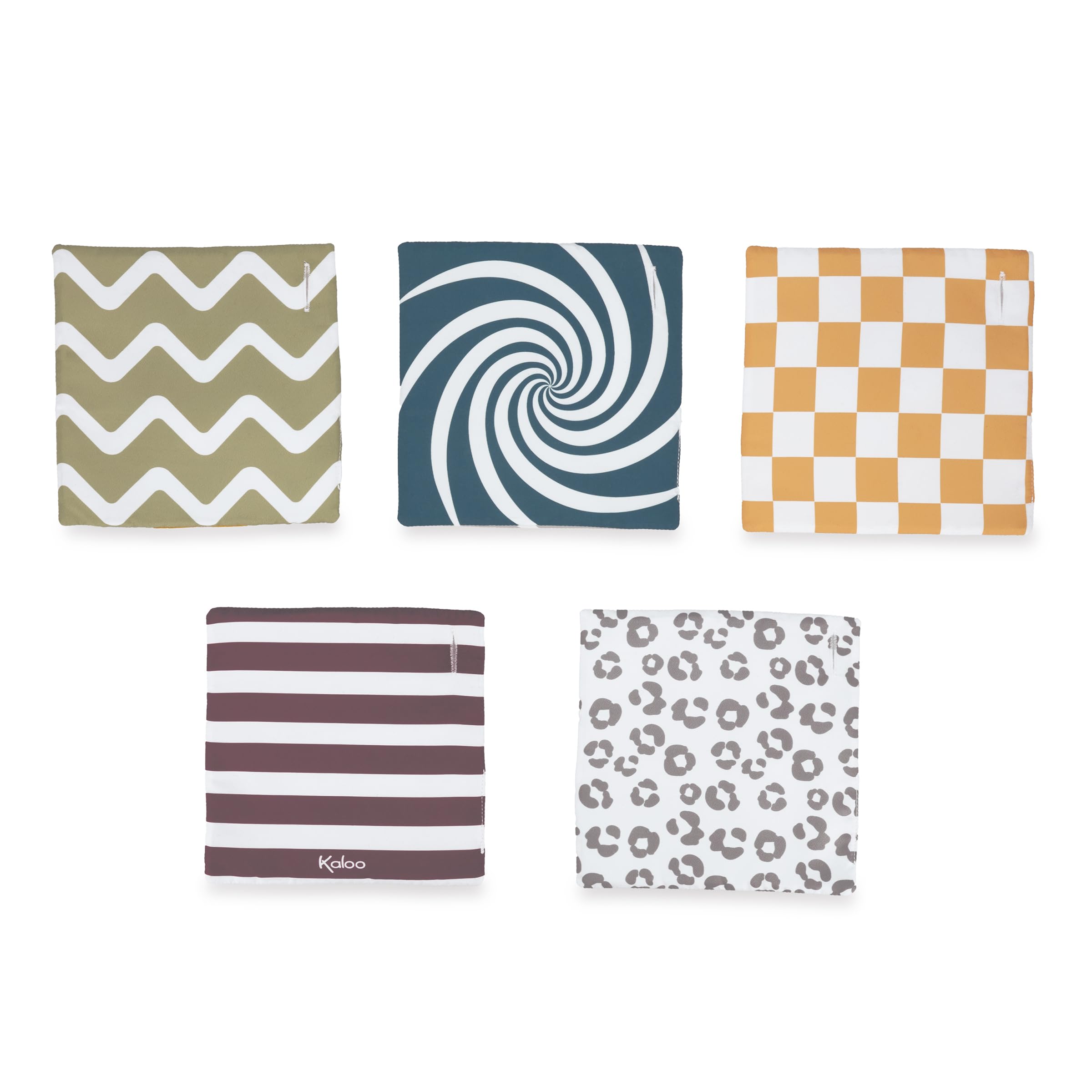 Kaloo, 5 Contrasting Sensory Awakening Cards, Reversible and Detachable Cards with Teething Ring, 6 Different Materials - Image 4