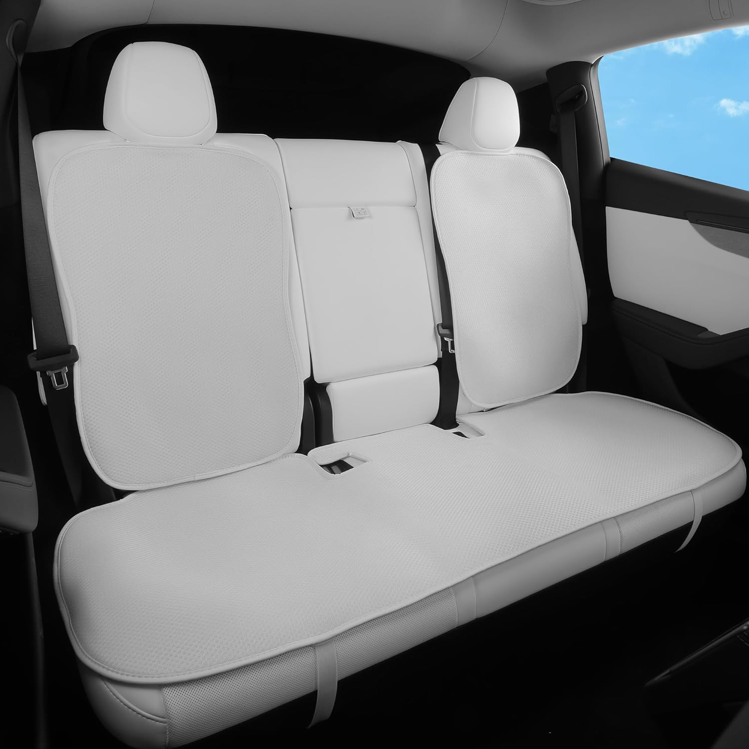 Rear Seat Cushion for Tesla Model Y Juniper 2020-2026 Car Back Seat Cover Soft and Non-Slip Car Seat Bottom Protector for Model Y Launch Series Accessories, White