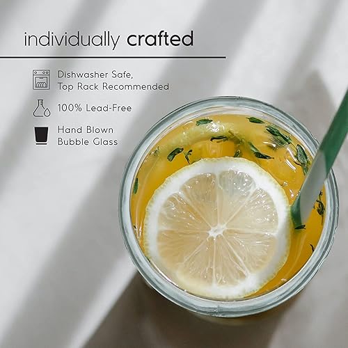 Miniatura 4 de Clear Blown - Juego de 6 vasos de jugo de 9 onzas, cristalería mexicana hecha a mano, vidrio reciclado, sin plomo ni toxinas (jugo)