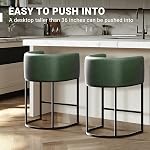 24.4" H Tabourets de comptoir en hauteur, Tabouret de comptoir à barres modernes avec dossier et bras, Barstoles en cuir rembourré pour l'île de la cuisine,Support 450 LBS (Vert, ensemble de 1)