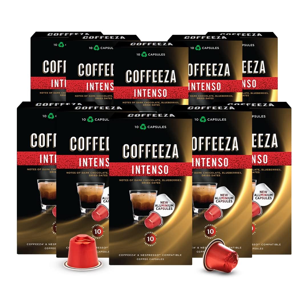 Intenso Aluminium Coffee Capsules, Intensity - 10, Nespresso Compatible Coffee Pods | Box of 10 (100 Capsules).