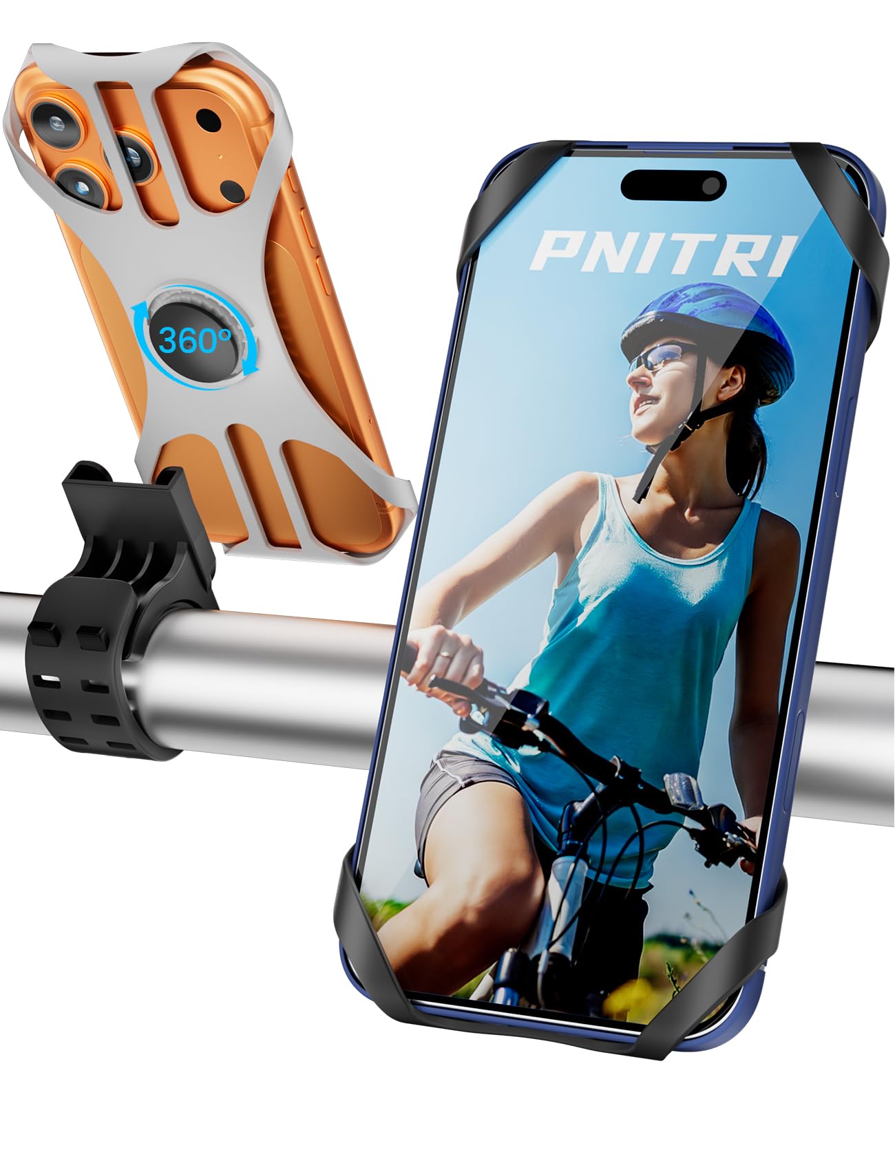 Pnitri 2-Pack Fahrrad Handyhalterung, Silikon Handyhalter Fahrrad für iPhone, Universelle Handyhalterung Fahrradlenker für Rennrad, E Scooter, Motorrad für 4-7 Zoll Smartphones