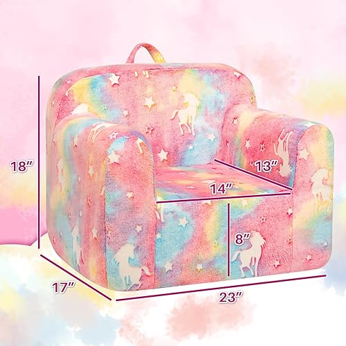 Miniatura 51 de ALIMORDEN Silla rellena de espuma ultrasuave para niños, con diseño de fósiles de dinosaurios que brillan en la oscuridad, sofá de lectura Sherpa