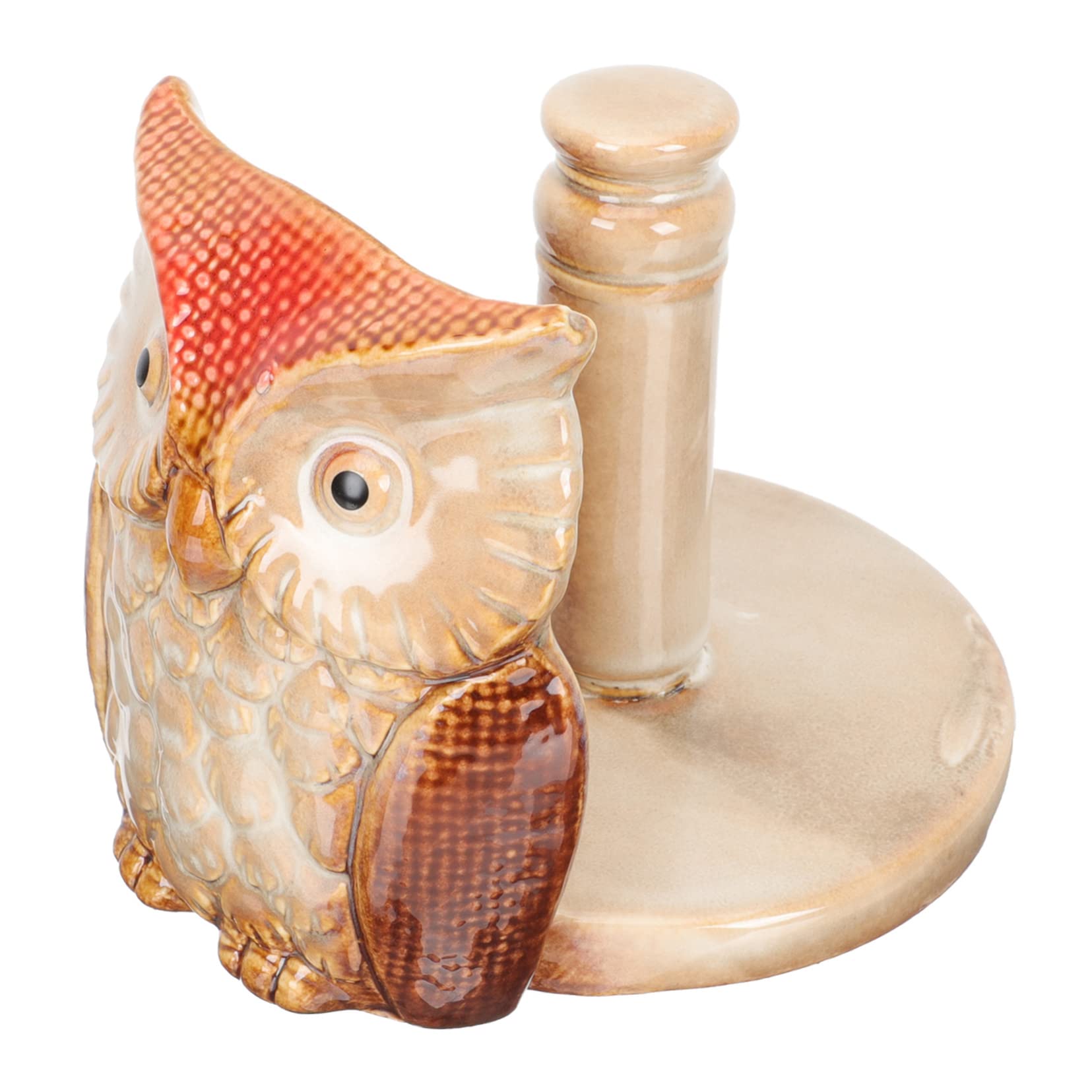Portarotolo Organizza Rotolo Evitando Cadute Carta Igienica in Ceramica a Forma di Gufo Rosso Supporto Stabile e Creativo per Cucina e Bagno