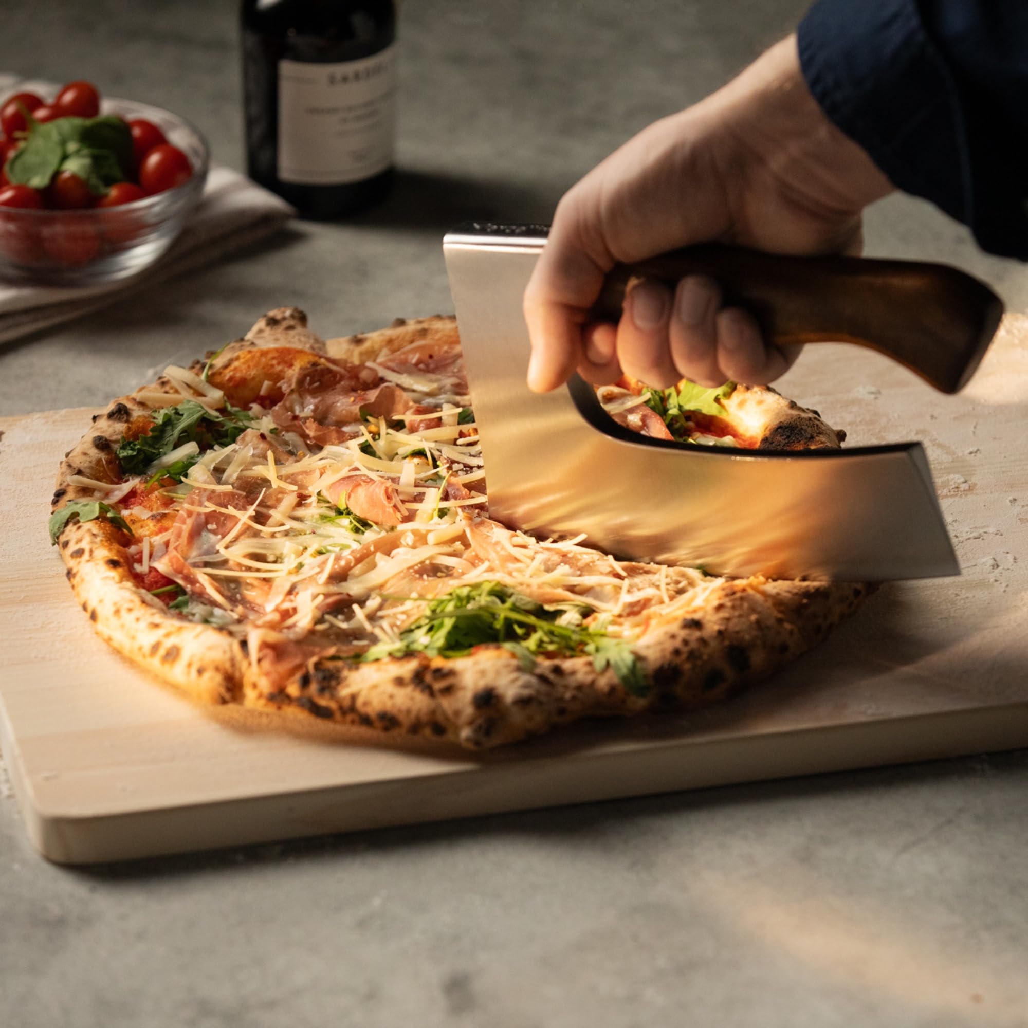 Marcellin Pizza Axe: Stainless Steel Blade Pizza Cutter, Acacia Handle
