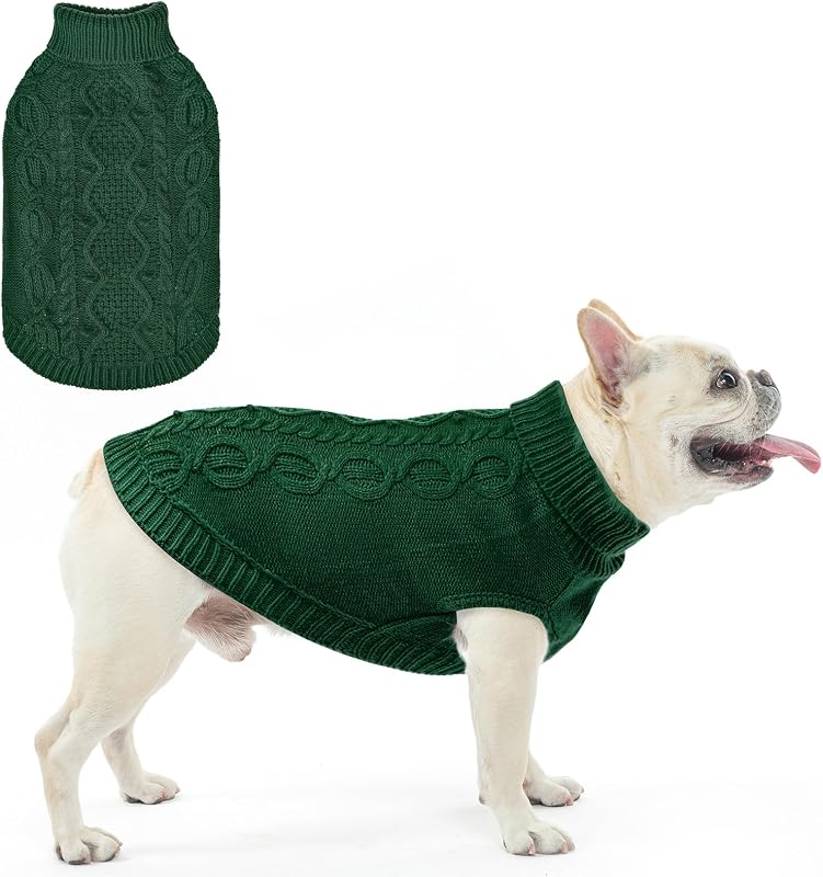 Suéter para Cães de Tricô com Gola Alta e Abertura para Guia SCENEREAL — Tamanho S/M