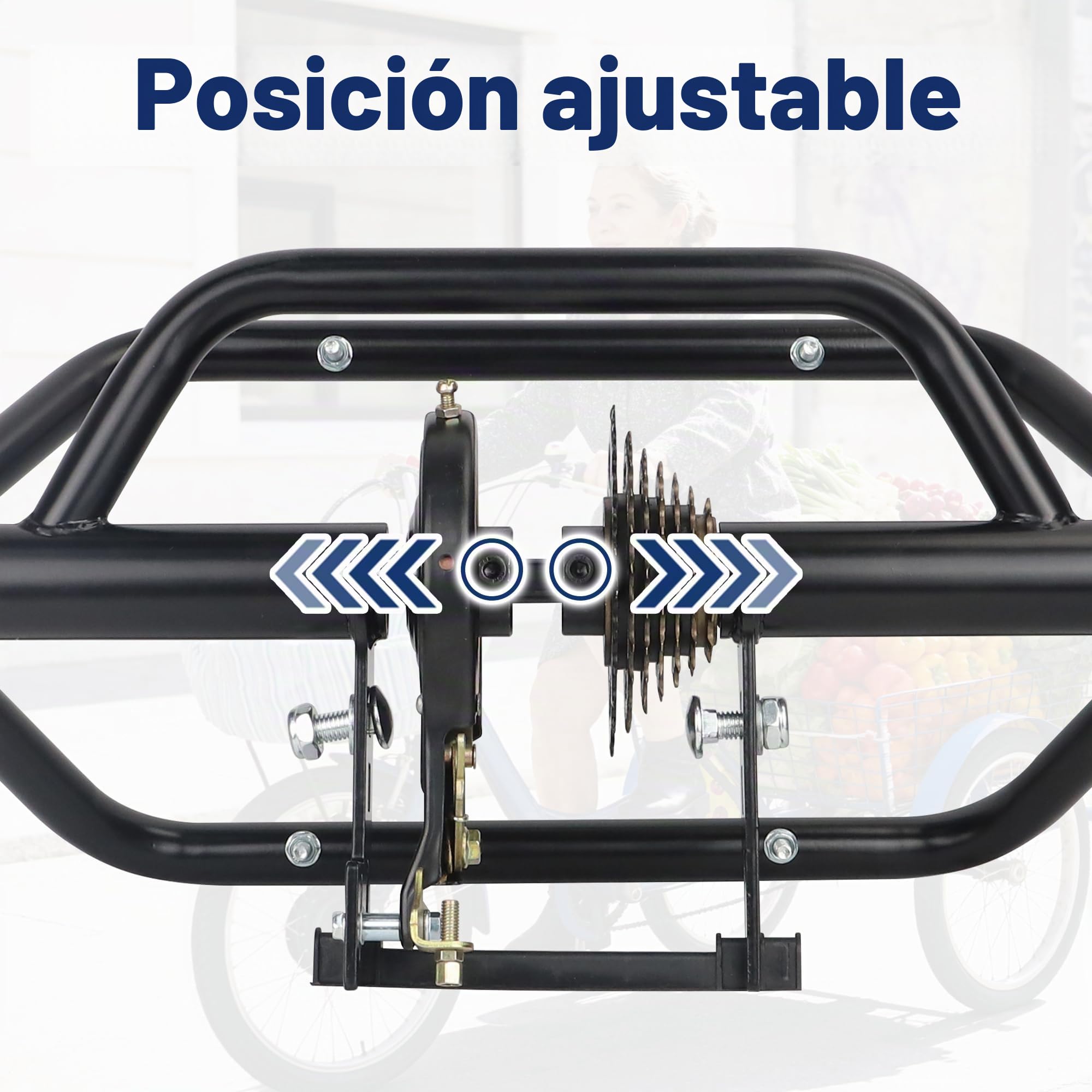 Eje trasero de triciclo, kit de conversión de triciclo de 7 velocidades, eje de 5/8 pulgadas (15.8 mm), marco negro o blanco. Esta pieza de triciclo es adecuada para bicicletas o motocicletas de