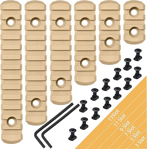 Riel accesorio Picatinny del polímero solo Picatinny Rail, 3-5-7-9-11-13 ranuras Tan