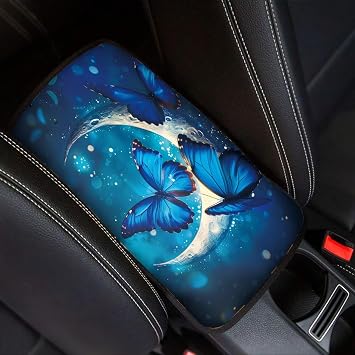 UNICEU Butterfly Car Interior Set Moon Butterflies Car Center Console Pad Universal Washable Auto Armrest Seat Box Cover Interior Protector Universal Fit SUV Vehicles