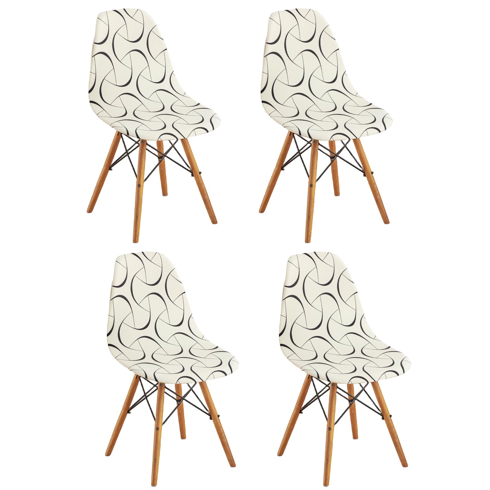 BSYMDH 4PCS Printed Shell Chair Covers Mid Century Modern Dining Chair Covers Shell Chair Cover Lounge Armless Chair Cover Armless Chair Protector