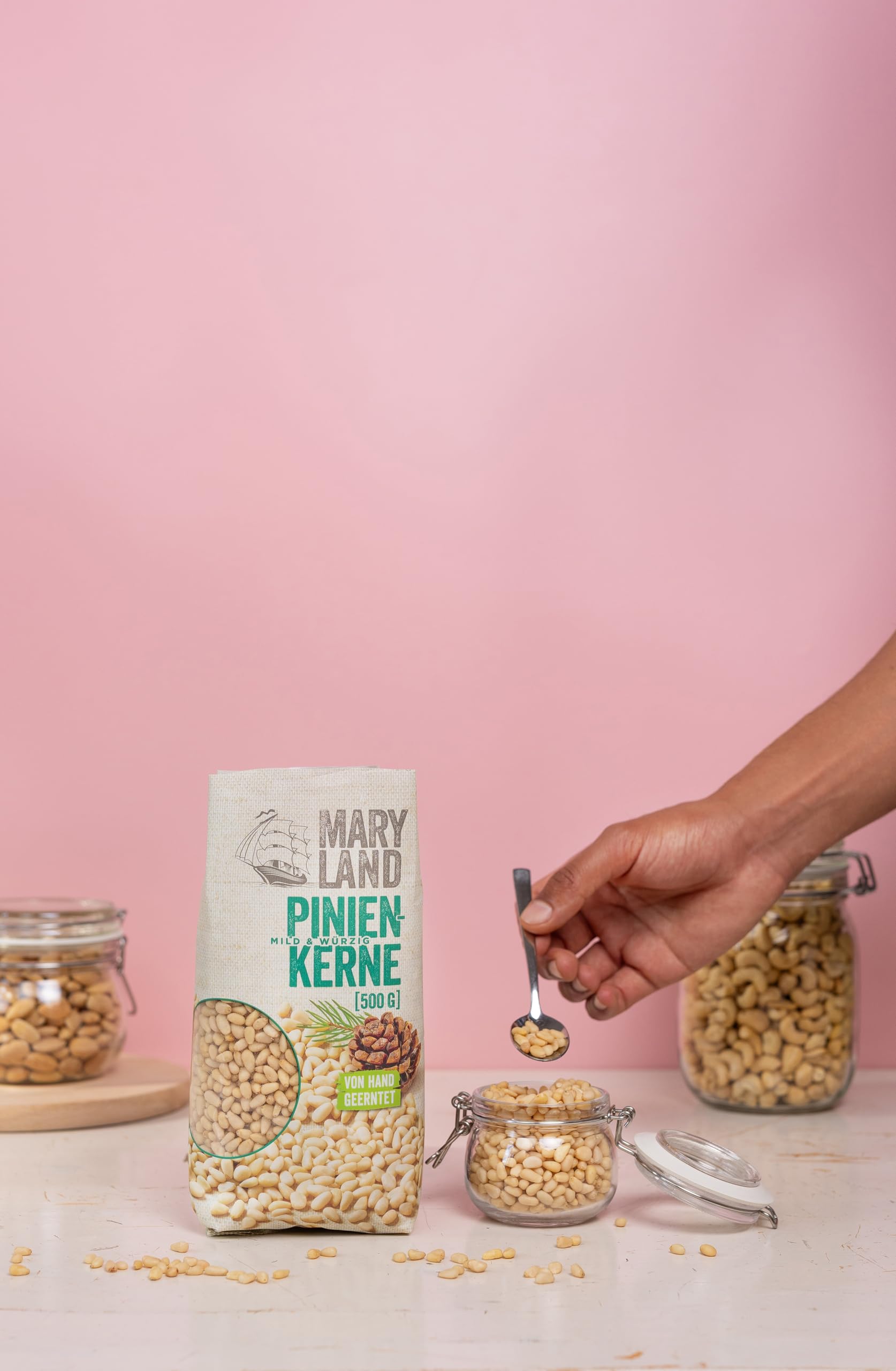 Maryland Pinienkerne 500g Beutel 5er Pack – Pinienkerne naturbelassen, vegan, frei von künstlichen Aromen, ohne Zusatzstoffe – Im Großformat genießen (5 x 500g)