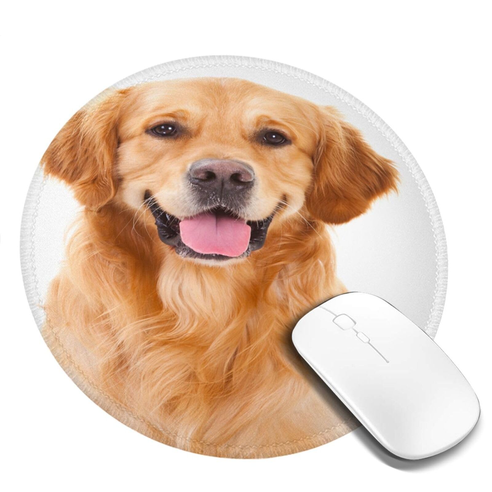 RUNMIND Tappetino Per Mouse Rotondo,Golden Retriever Con Cane