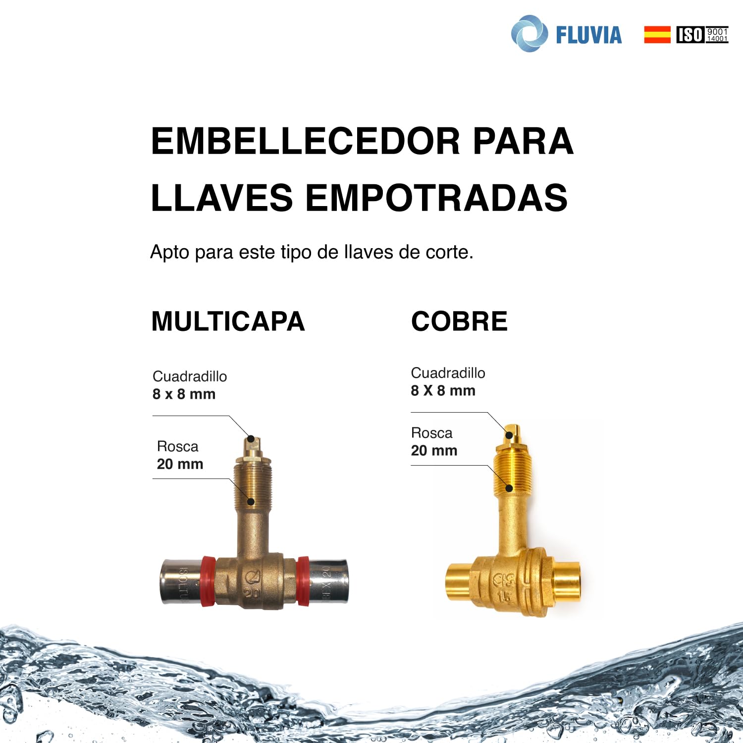 Embellecedor de Llave de Paso con Mando Palanca, Zamak Cromado Pulido, 69x54 mm, Compatible con Ducha y Grifo Empotrado (MANDO PALANCA) - 3