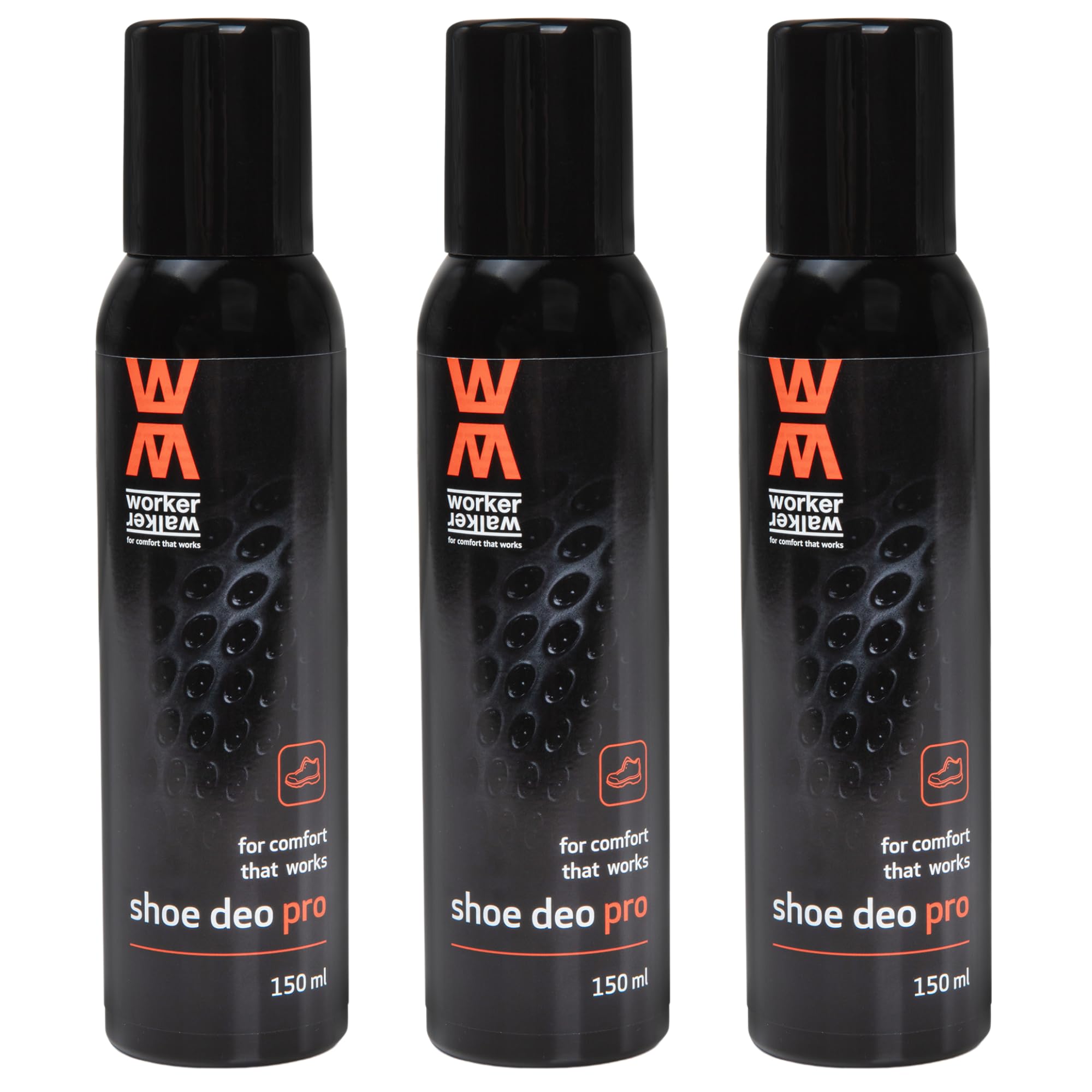 Spray désodorisant pour chaussures de travail, de loisirs et de sport avec nanoparticules d'argent | Spray pour les pieds pour éliminer les odeurs | Spray anti-odeurs | 3x150 ml | Worker Walker