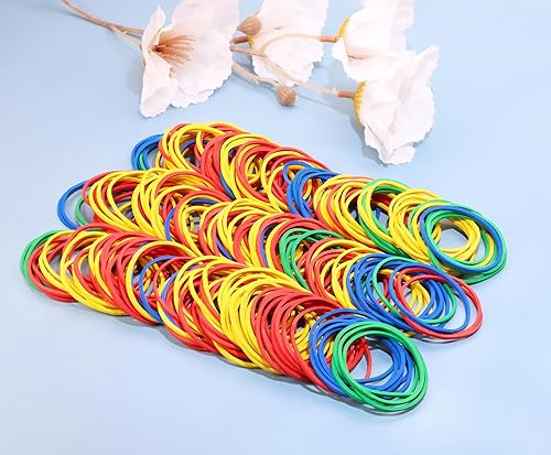 Miniatura 7 de ONLYKXY 300 bandas de goma natural, bandas elásticas suaves para el cabello, trenzas de cabello, anillo de goma (multicolor, 1.496 pulgadas)