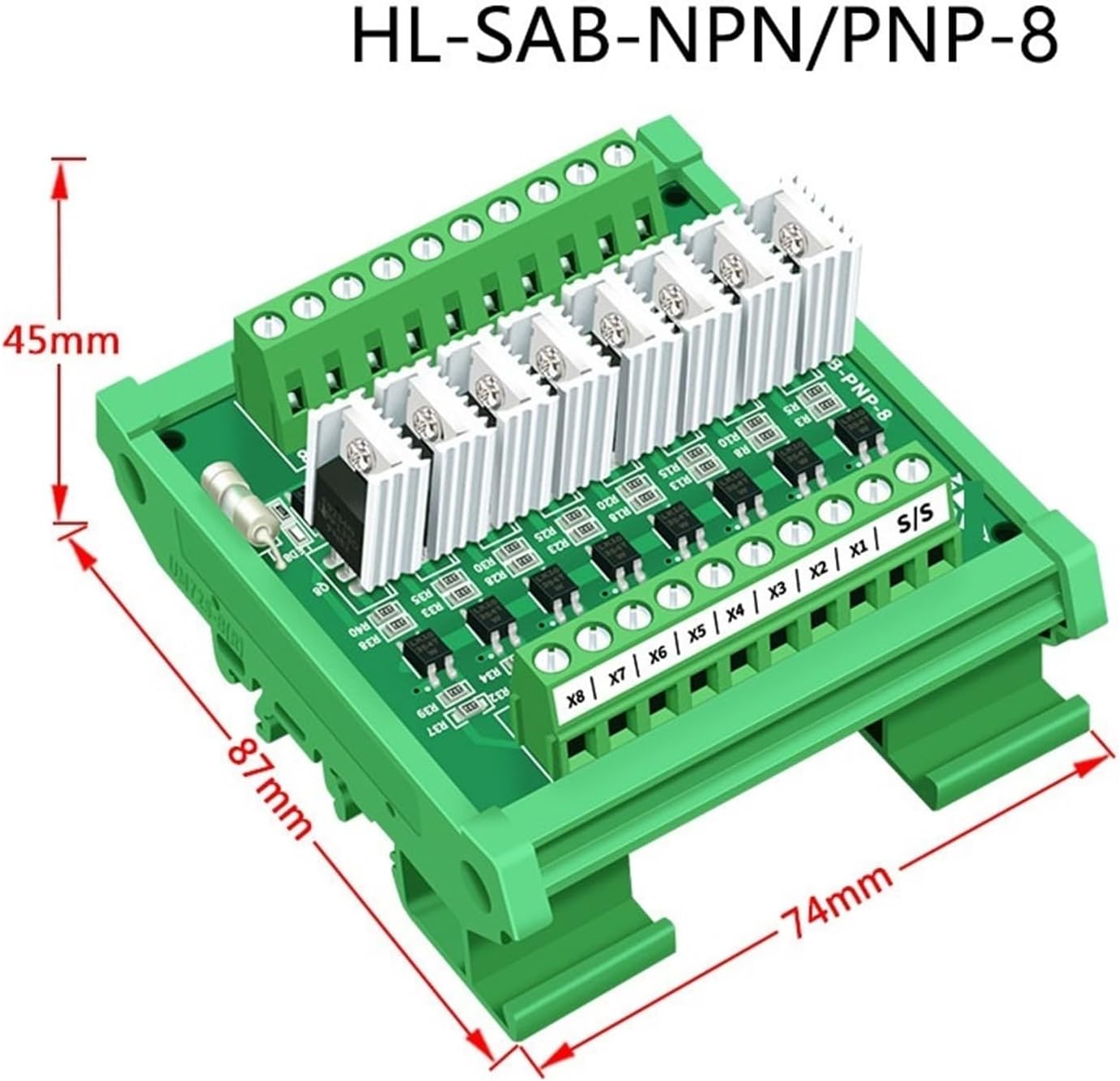 VARNOK PLC Signal Amplifier Board Single Chip Microcomputer PLC Signal Amplifier Board Input and Output NPN/PNP Isolation with Heatsink Cooling Fin(8 Channels,Input 12V-24V_Output NPN)