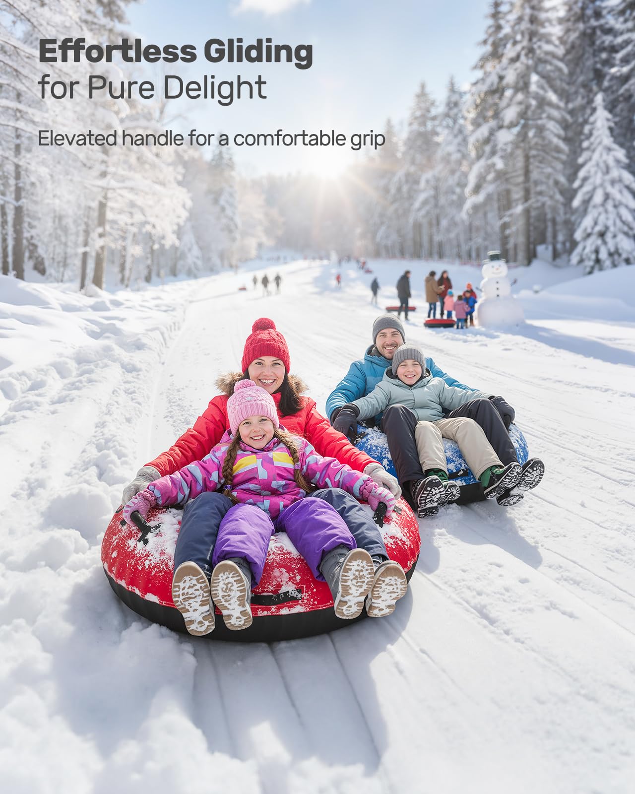 Tubo de Nieve Inflable 48 Pulgadas para Niños y Adultos, Resistente con Cubierta de Lona