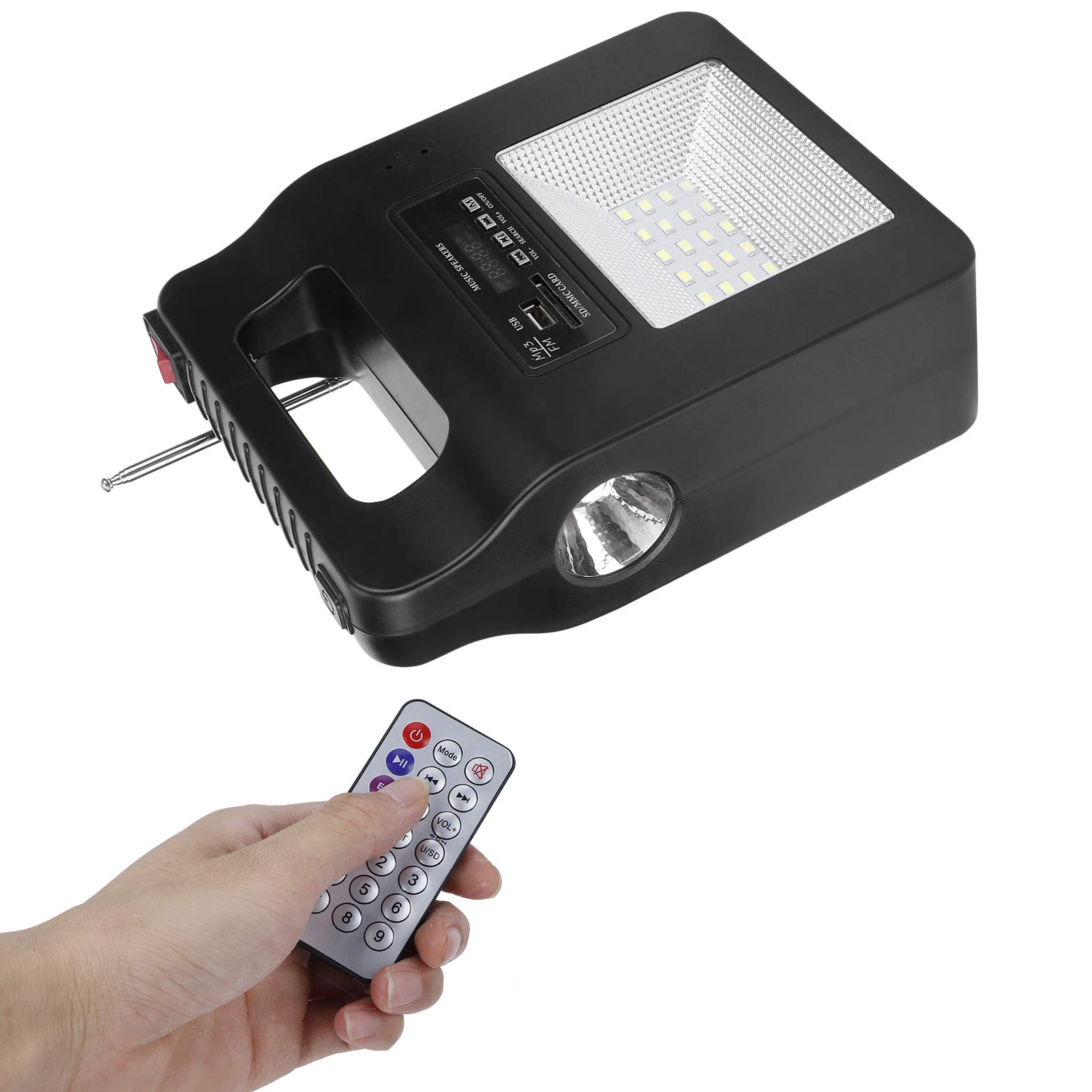 Générateur Solaire Portable Power Station Générateur de Batterie Portable avec Générateur Solaire avec Haut-parleur FM Chargeur USB Ampoule de Panneau Solaire pour L'extérieur Camping Voyage D'urgence