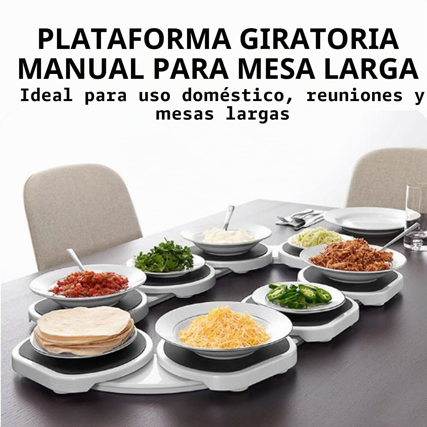 Bandeja Giratoria para Mesa,Plataforma Giratoria para Mesas Rectangulares Largas,Mesa Giratoria De 360°,8 Bandejas,para Servir Alimentos para Reuniones Familiares,Fiestas,Banquetes