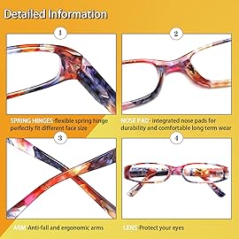 Kerecsen Women\'s Reading Glasses 4 Pairs Ladies Fashion Spring Hinge Readers (colourful-1, 1.0, x)