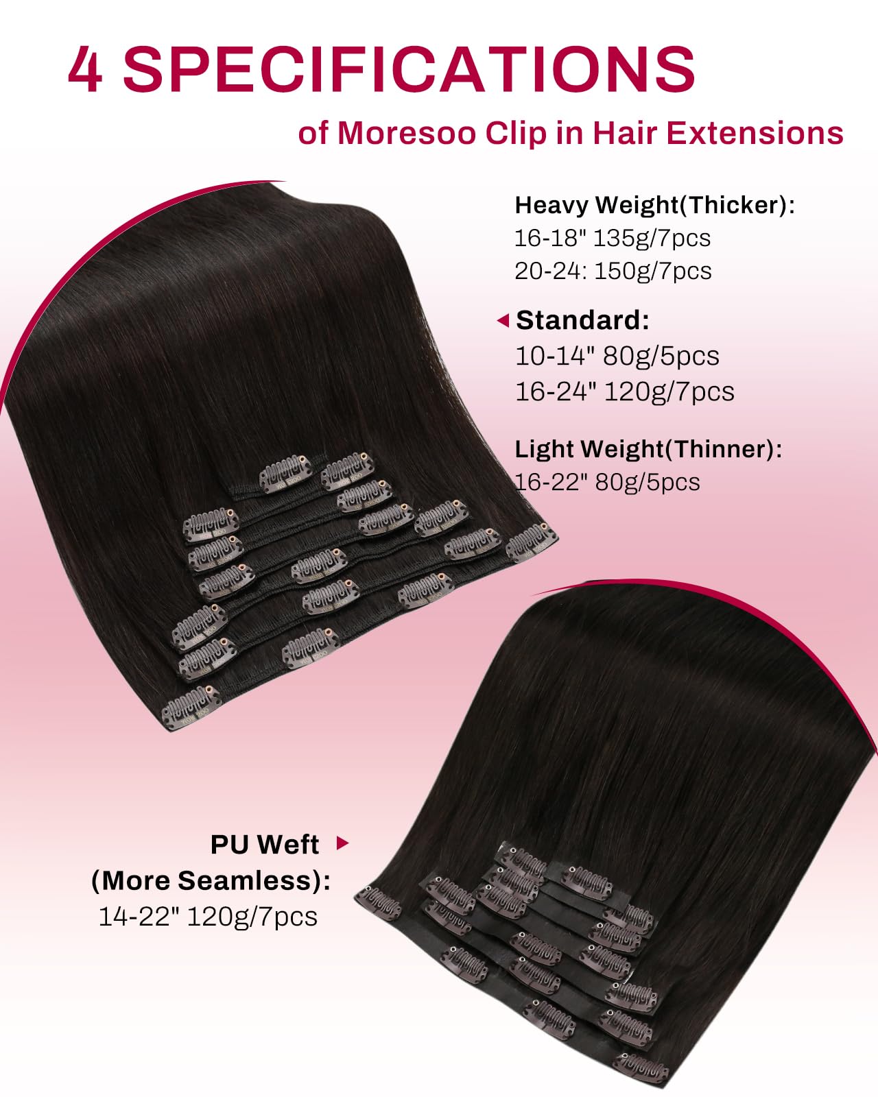 Moresoo Clip in Hair Extensions Real Human Hair Balayage Medium Brown and Blonde Real Hair Extensions Clip in Human Hair for Women Full Head 22 Inch 7pcs/120g #4/6/613 — view 27