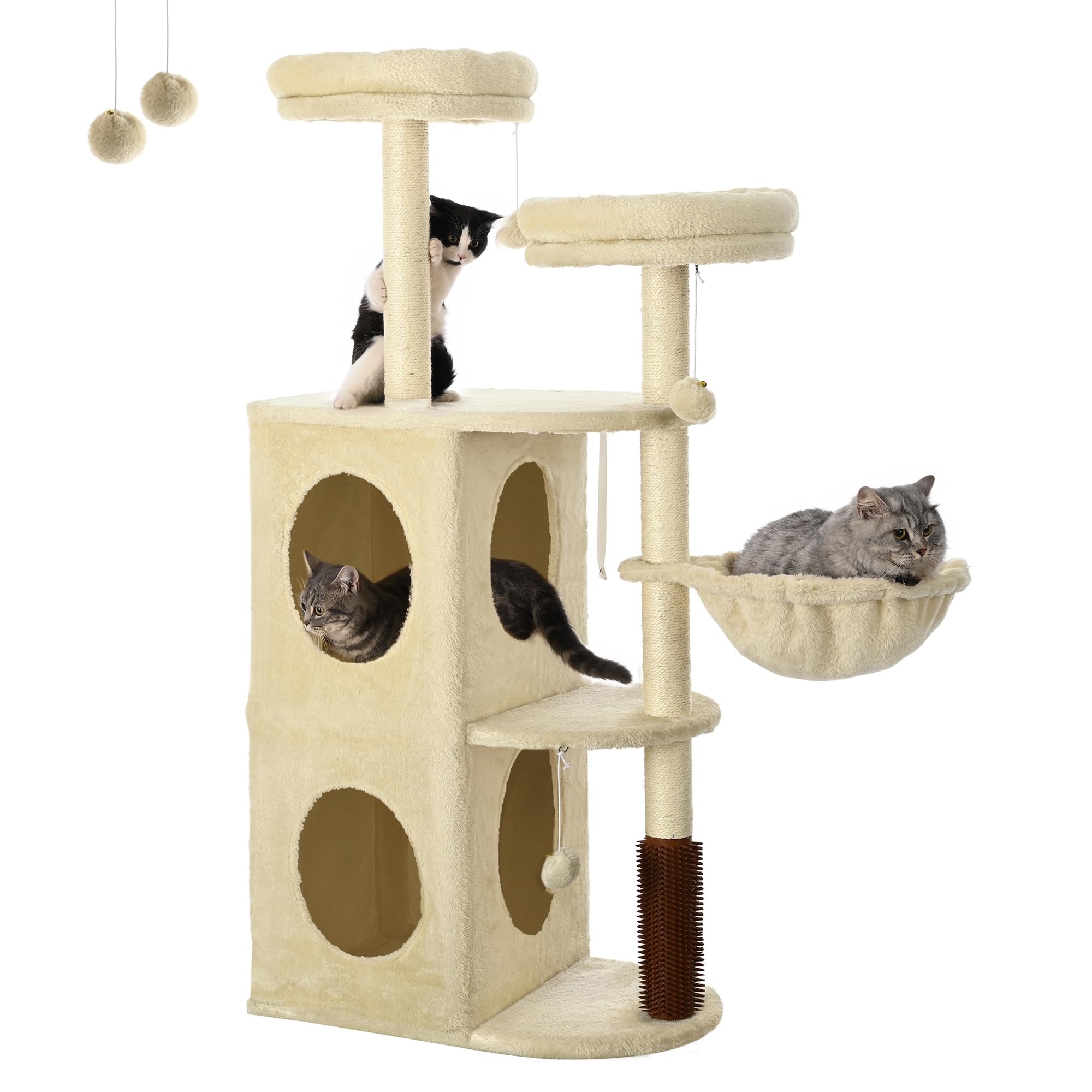 FourFurPets Cat Tree for Indoor Cats, 52.6in Cat Tower, Cat Condo, Two