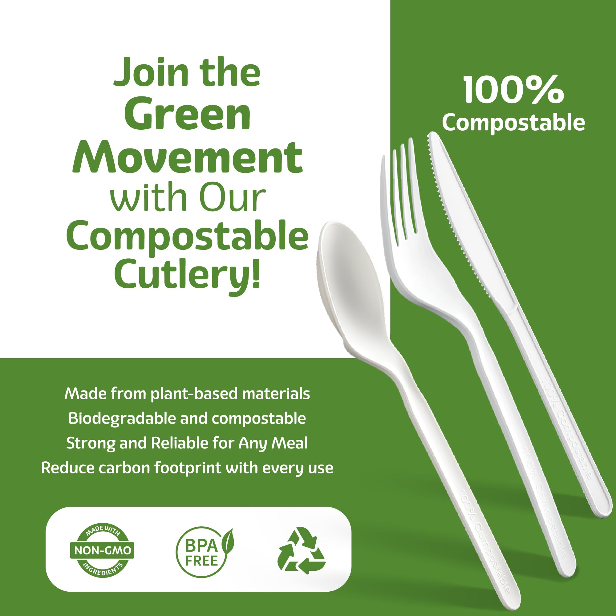 Compostable Cutlery Set - 400 Piece PLA Utensils -6 Compostable Cutlery Set - 400 Piece PLA Utensils -6