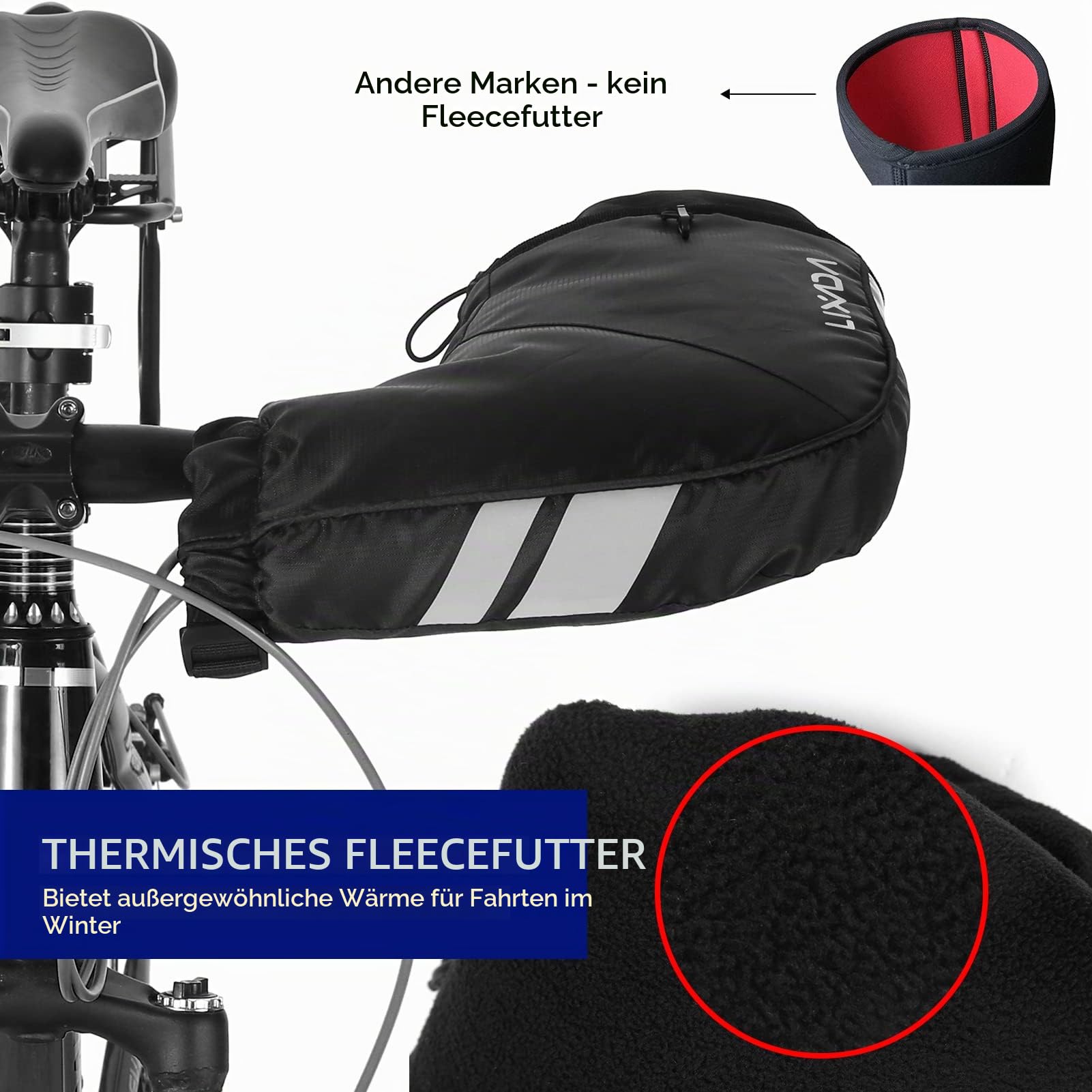 Lixada Handwärmer Fahrradlenker Lenkerstulpen Lenker Winddicht wasserdichte Winter Fahrradhandschuhe Einfach zu tragen für MTB/Elektrofahrräder/Motorrad/Fahrrad