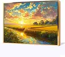 Amazon.co.jp: 絵画 田園地帯の夕日の眺め アートパネル