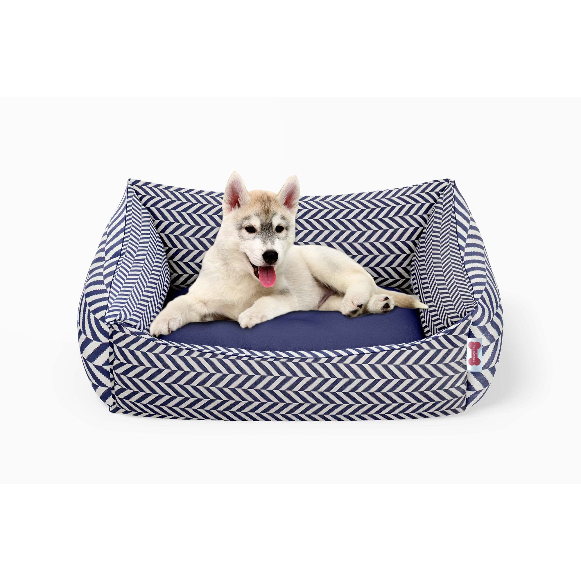 Pet Royale Medium Size Dog Bed | Reversible Dog Bed for Medium Sized Dogs | Plus Extra Removable 100% Cotton Washable Covers (for Medium Sized Dogs, Navy Chevron) (B0BB7QXJSX) Amazon Price History, Amazon Price Tracker