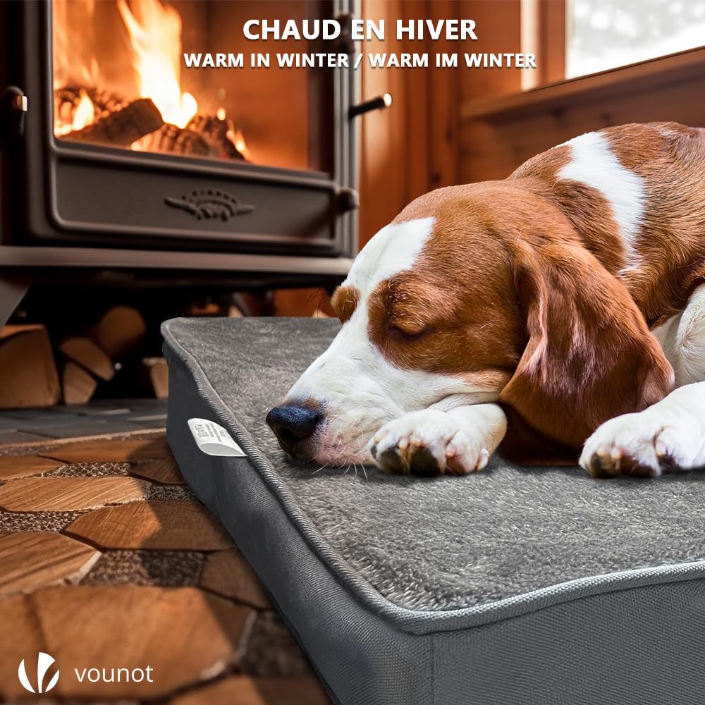 Letto per Cani Ortopedico 2 in 1 con Tappetino Rinfrescante Rimovibile, Lavabile, Grigio 91x70x9 cm