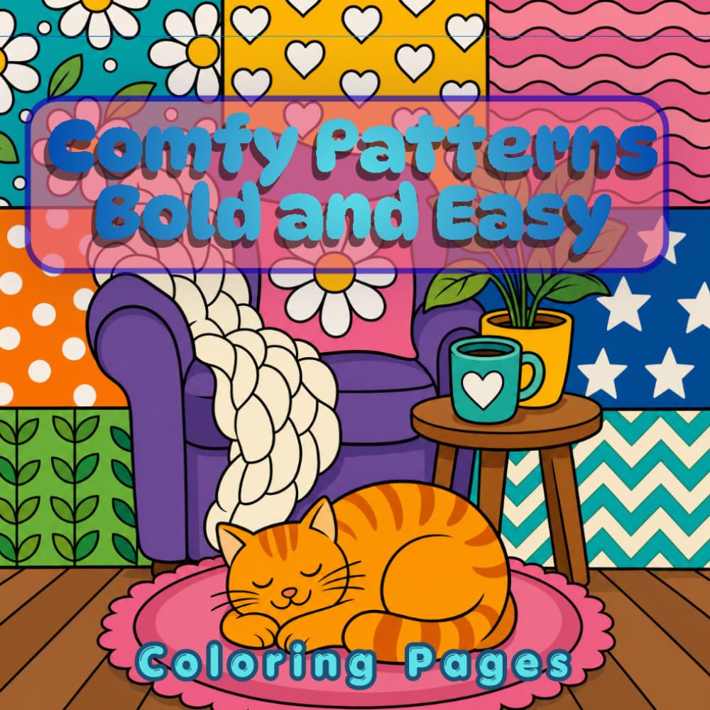 Bold and Easy Comfy Patterns Coloring Book: Cute Simple Designs for Adults and Kids Featuring Cozy Patterns for Relaxation and Stress Relief