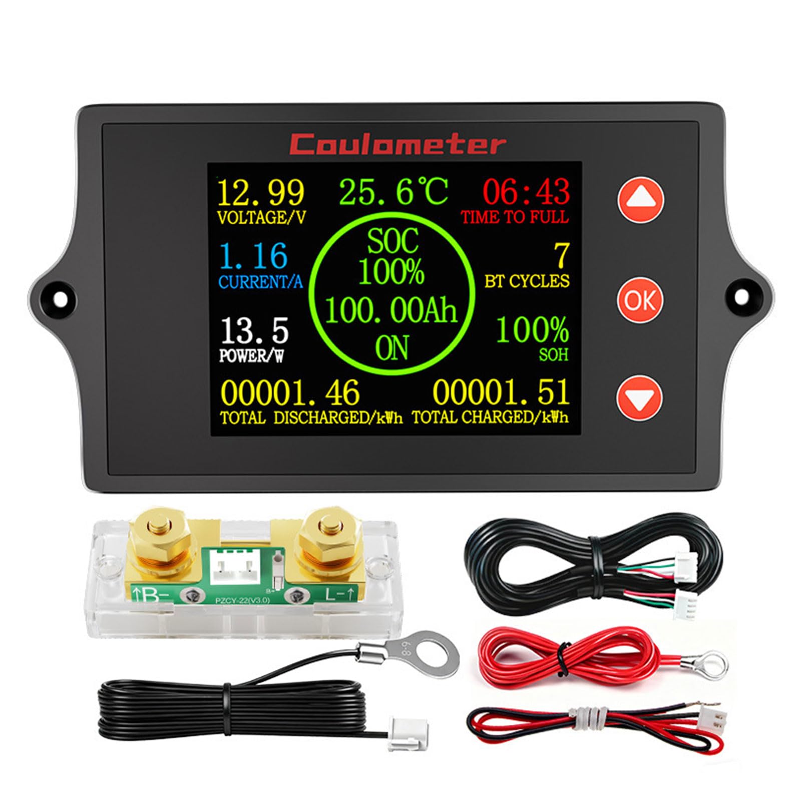 Shntig 300A Dc8-100V Battery Meter Battery Capacity Voltages Indicators Batteries Gauges Lithiums Leads-Acid Batteries Indicators Capacity