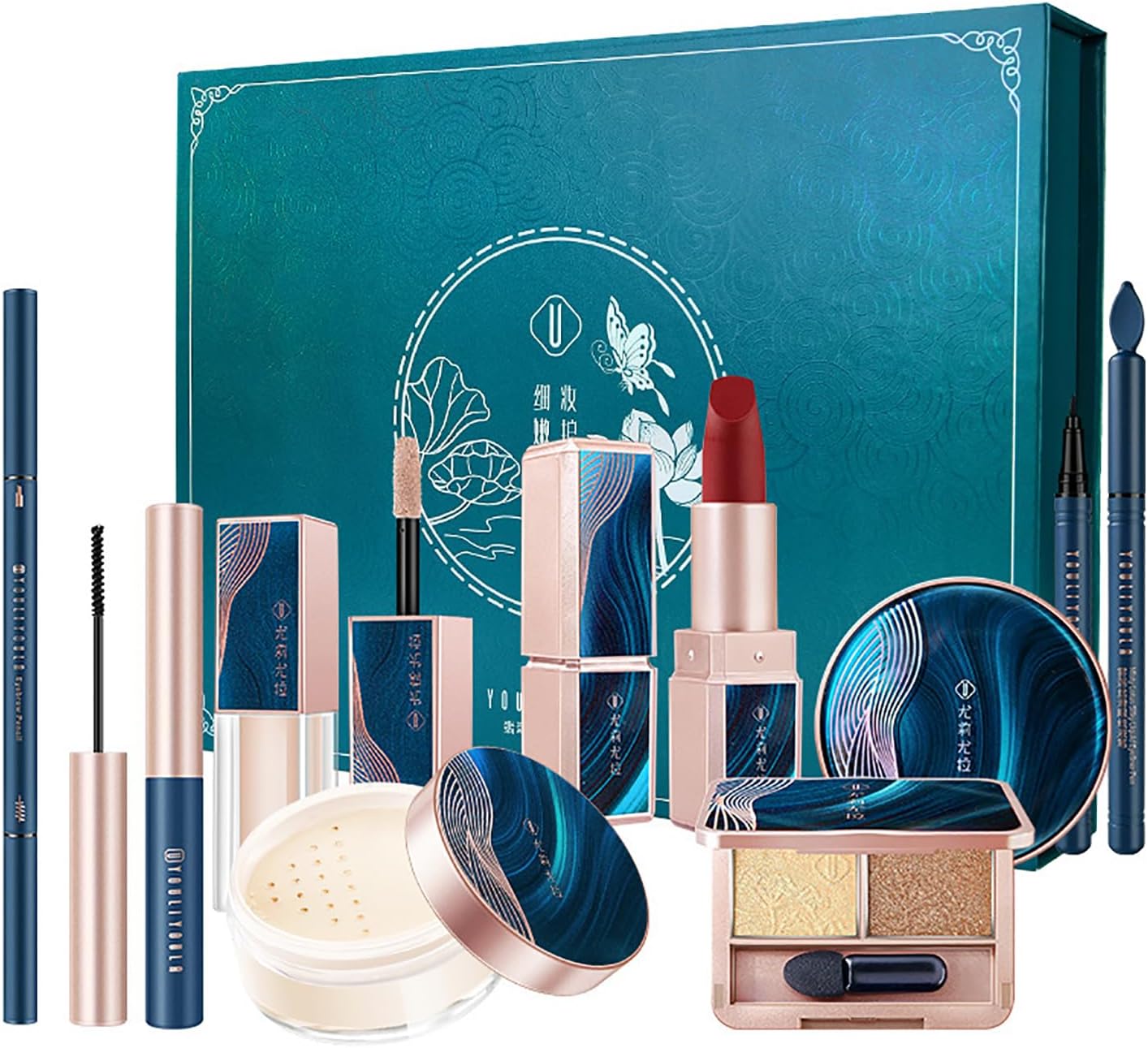 Get Flawless Looks with our Complete Makeup Set - Includes BB Cream, Concealer, Eyeshadow, Mascara, Lipstick, Eyeliner, and Eyebrow Pencil